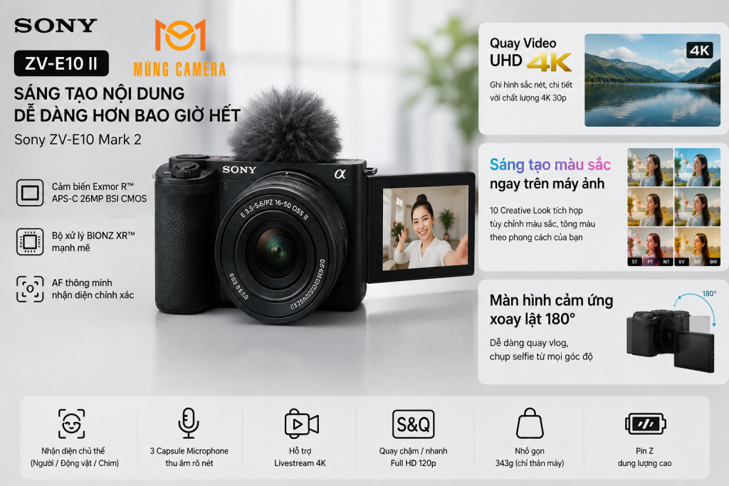 Sony ZV-E10 Mark II (Black) Chính Hãng Giá Tốt