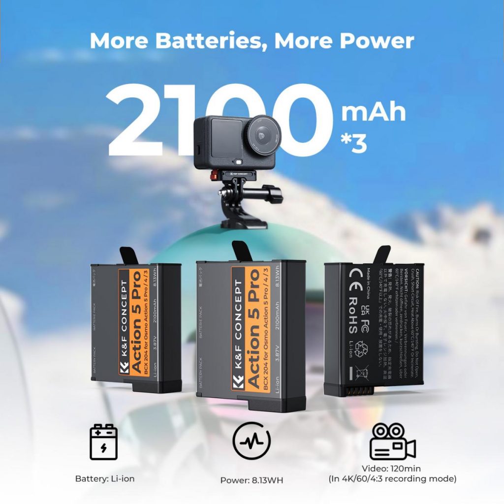 Bộ 3 pin K&F Concept KF28.0086 dung lượng 2100mAh mỗi viên